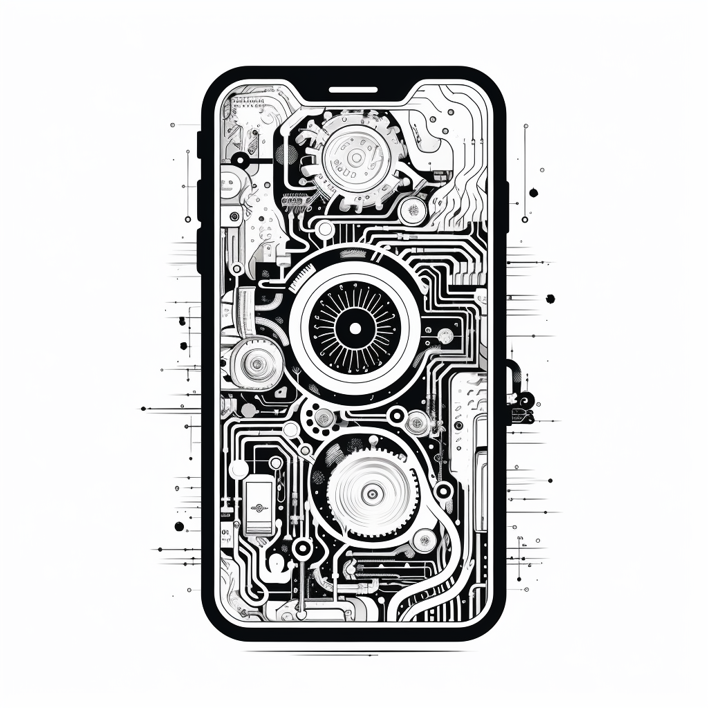 Black and White iPhone Icon Depicting Complexity