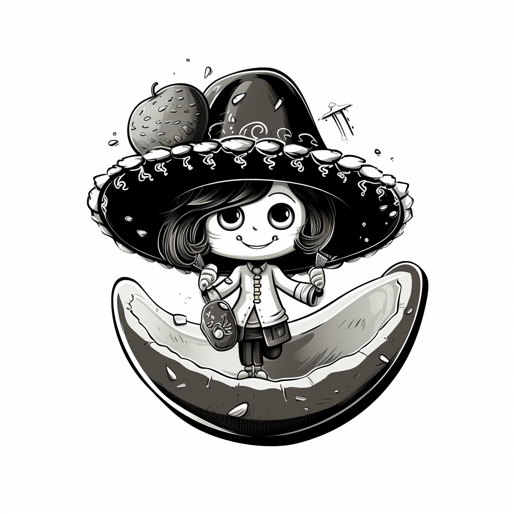 Happy avocado wearing a sombrero