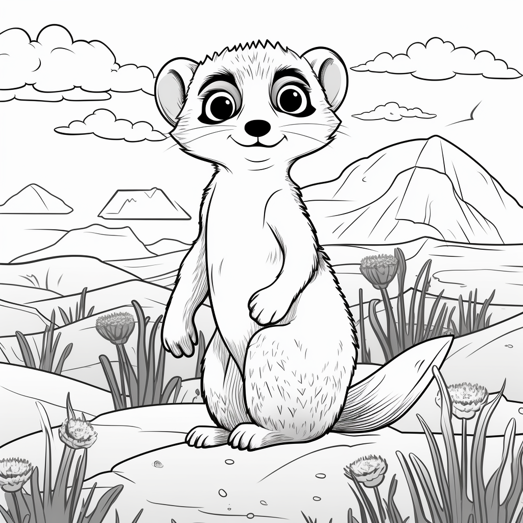 Black and White Meerkat Coloring Page