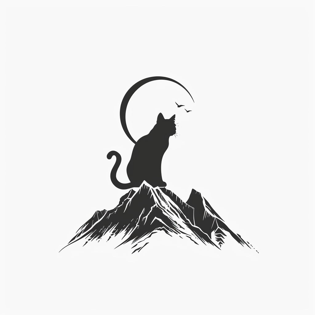 Black and white cat logo