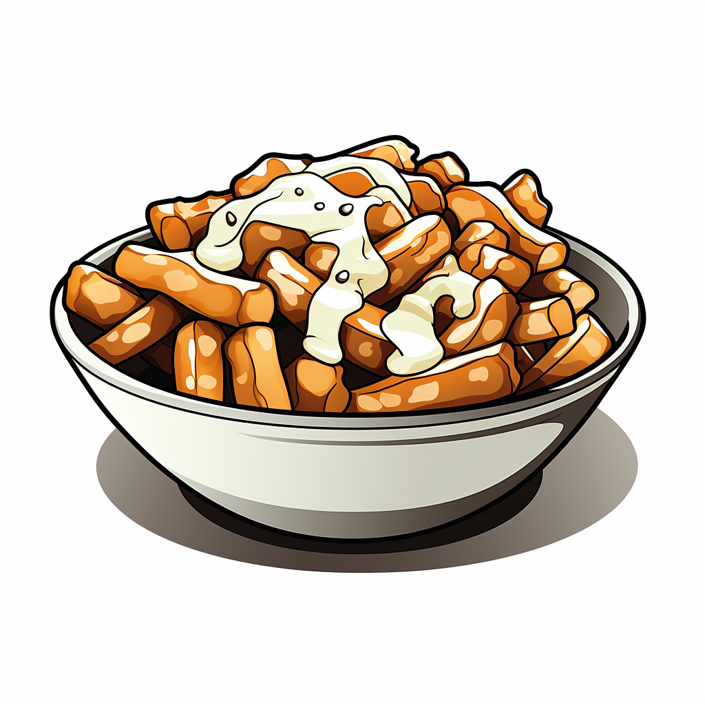 Black and white poutine icon