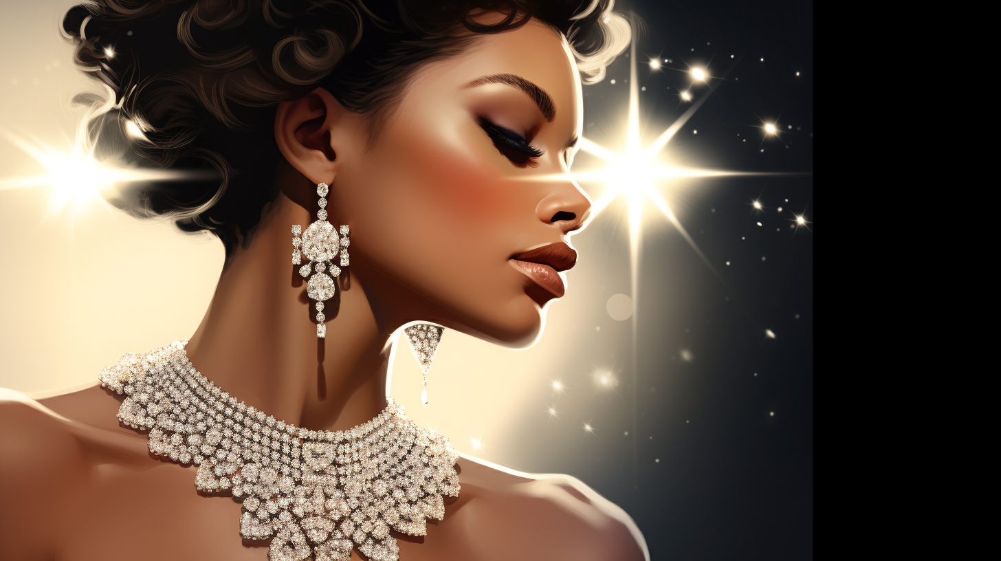 Black woman with stunning diamond jewelry