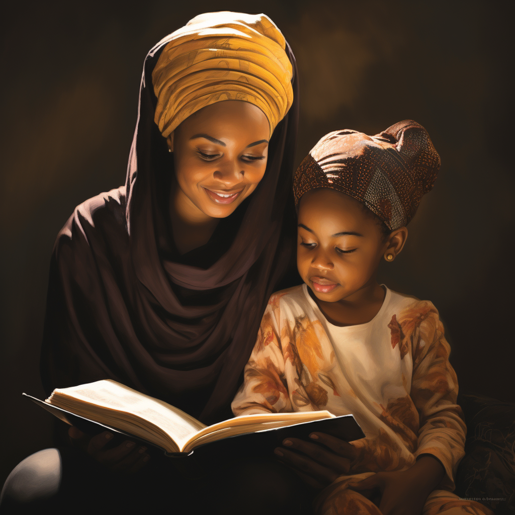 Educating young black girls with headwrap