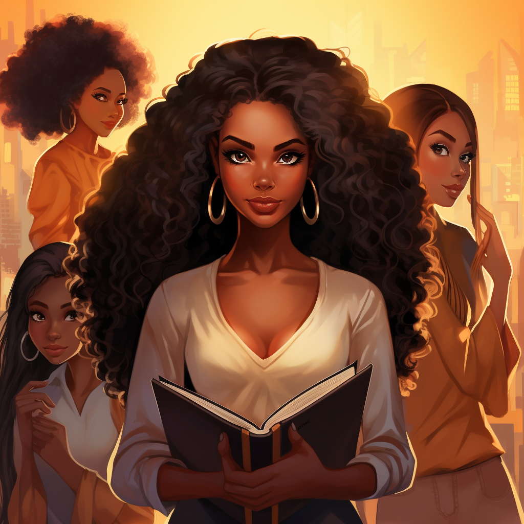 Cartoon-style book cover featuring black women