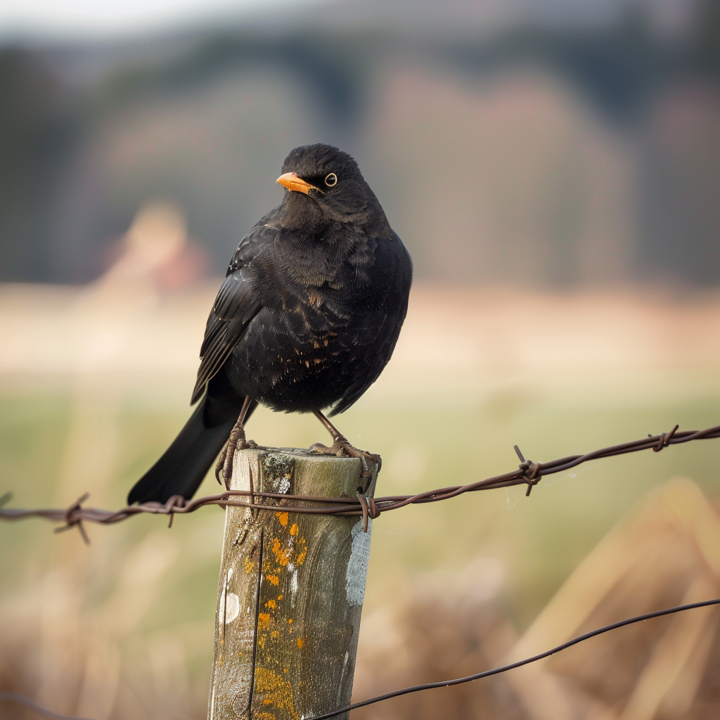 Blackbird Leucism Bird Fence