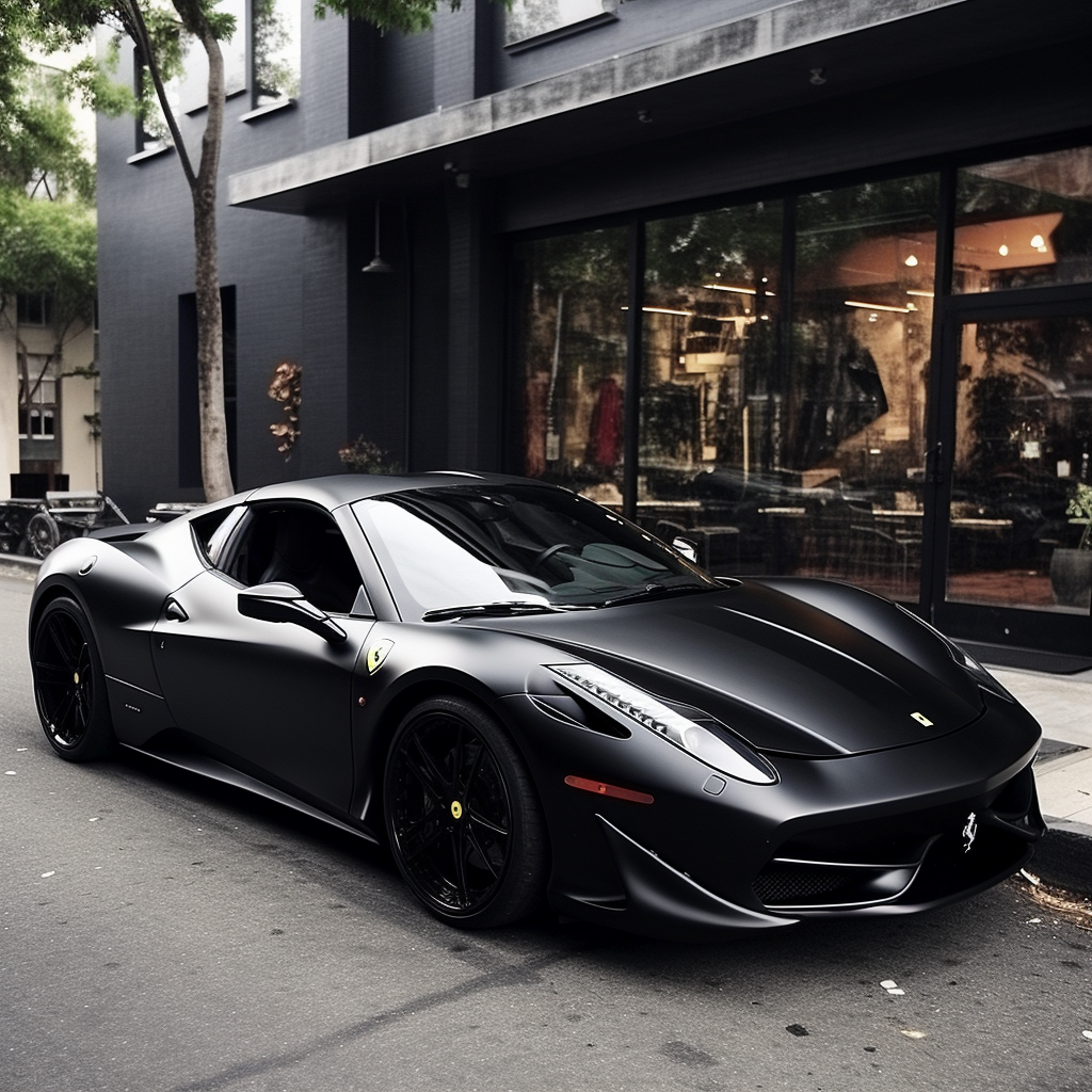 Blacked-out Ferrari with Chrome Hearts Interior