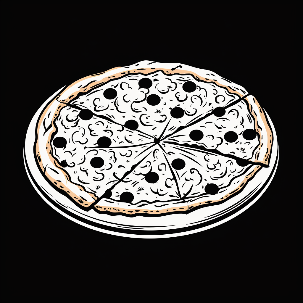 Black and white pizza illustration