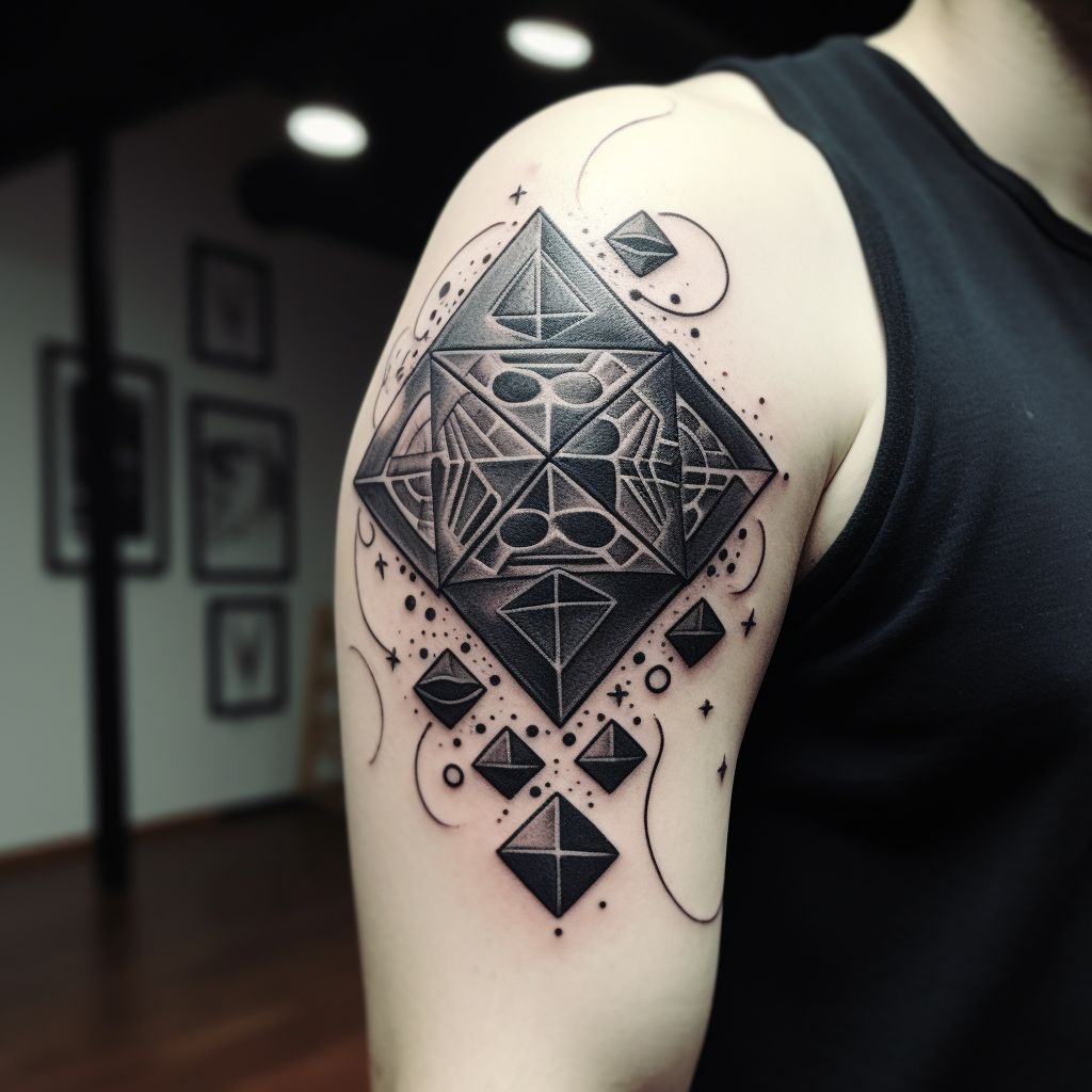 Blackwork D20 Dice Tattoo Design