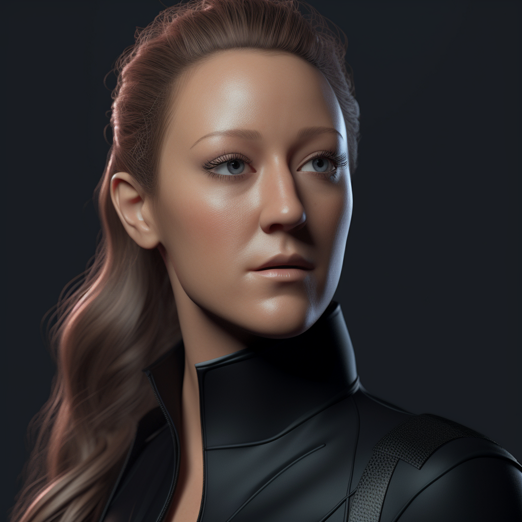 Blake Lively wearing all-black special agent gear close-up