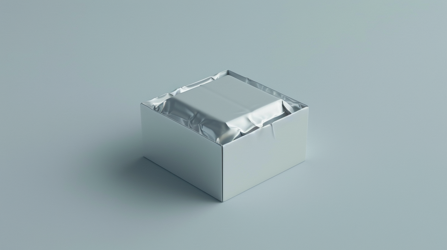 Blank aluminium foil box product shot