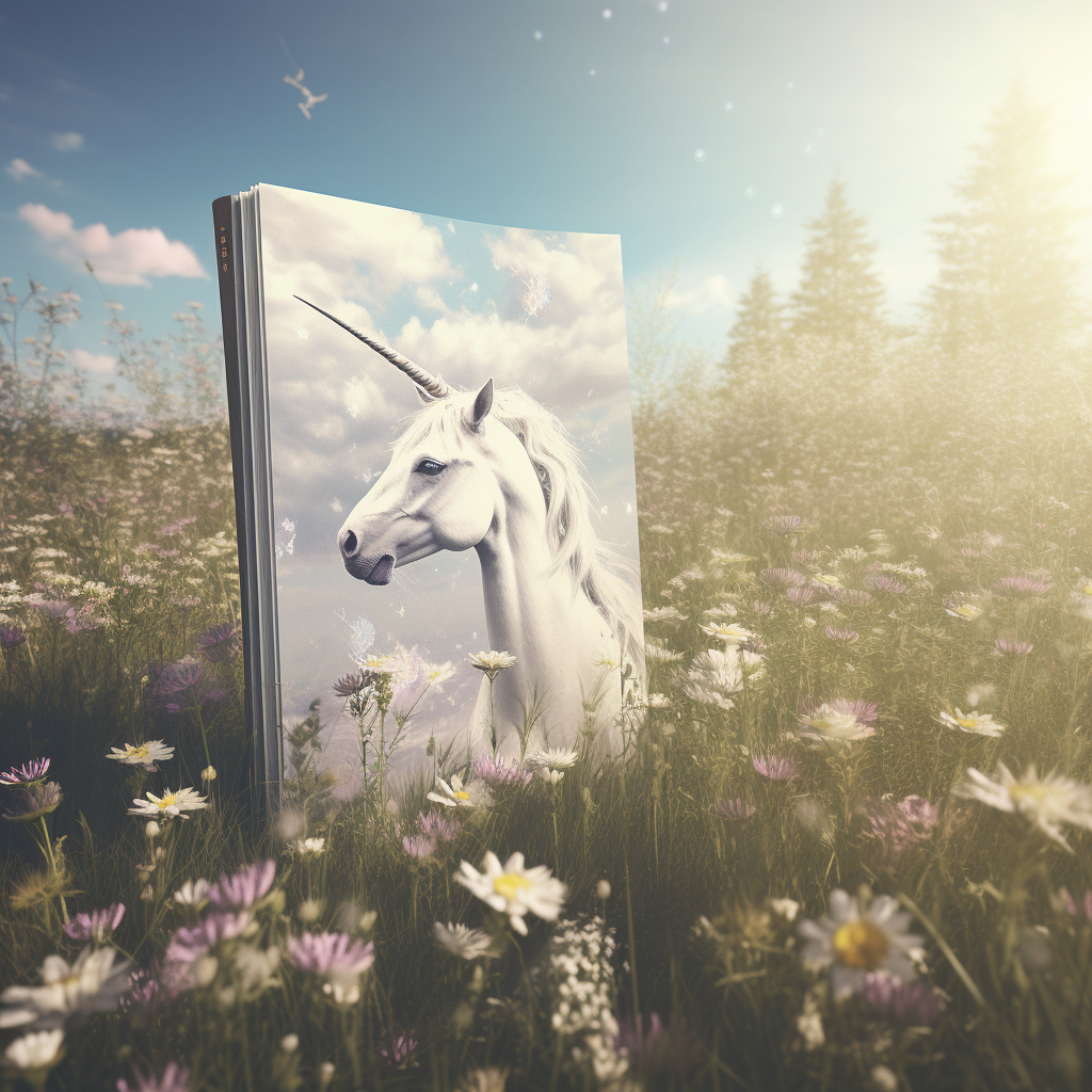 Blank book in unicorn pasture