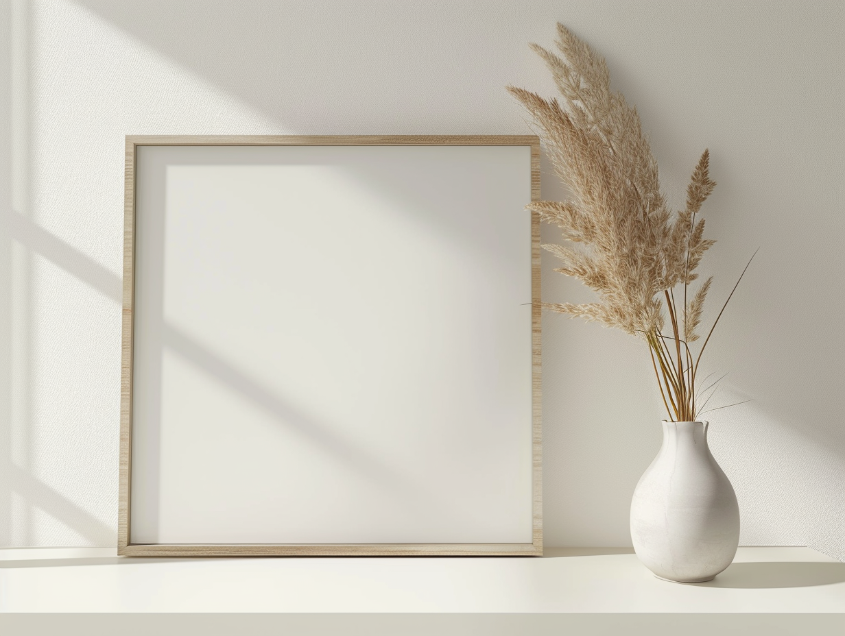 Blank Wooden Frame Mockup on White Background