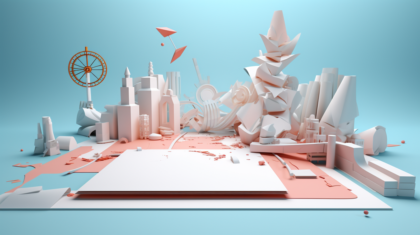 Surreal paper transforming into 3D ideas