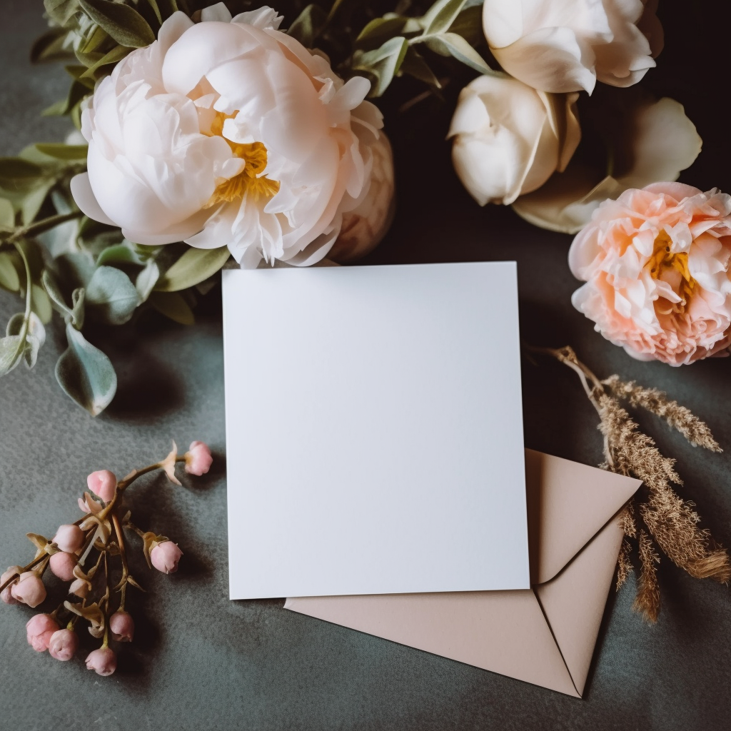 Close Up of Blank Wedding Card