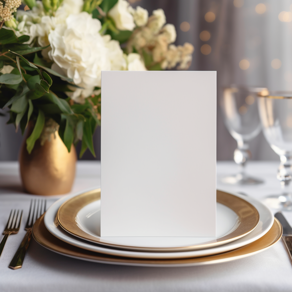 Closeup of Blank Wedding Menu Card