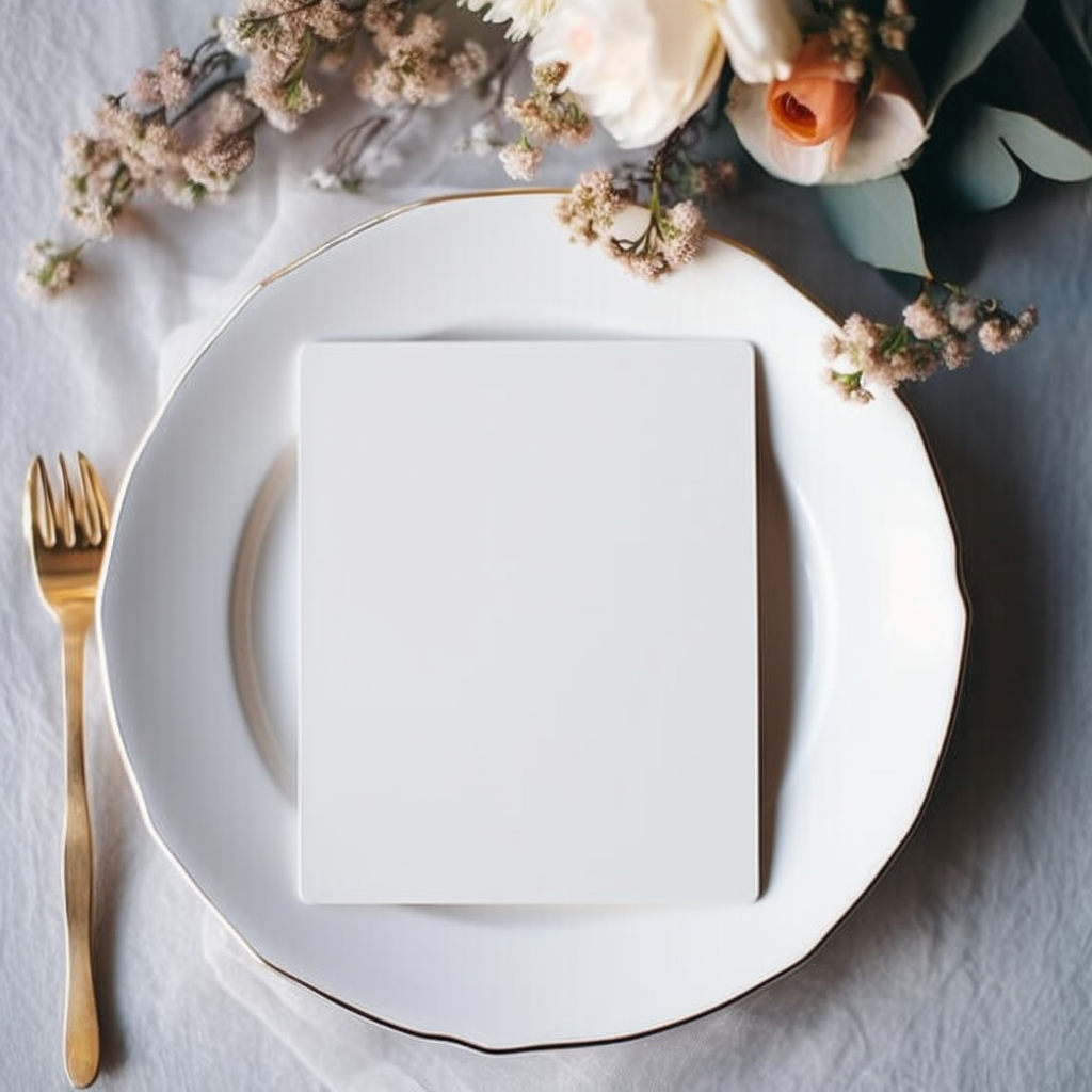 Close-up of blank wedding menu card