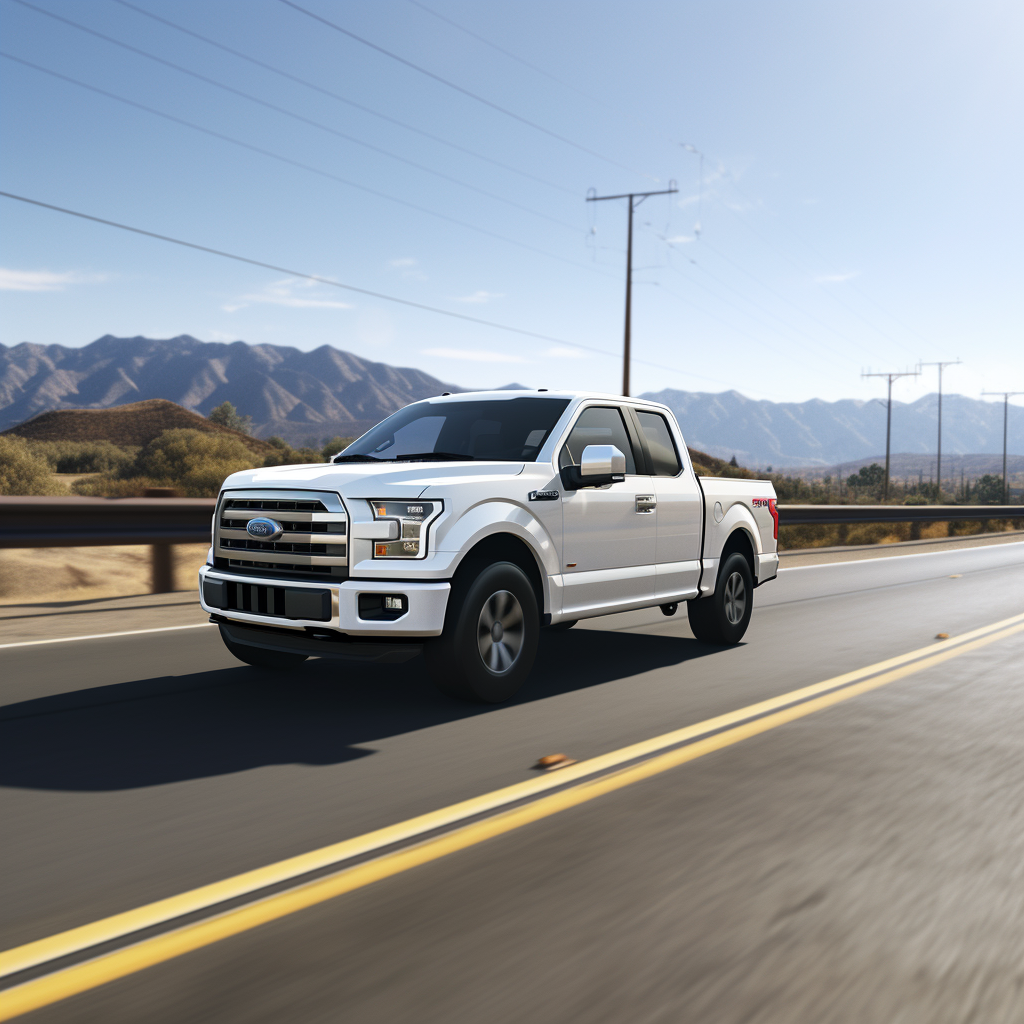 Side view of 3D Blank White Ford F-150 on Highway