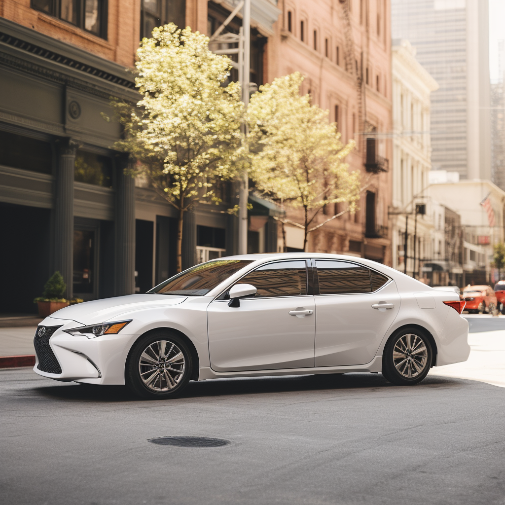 Side view of blank white Toyota Sedan car