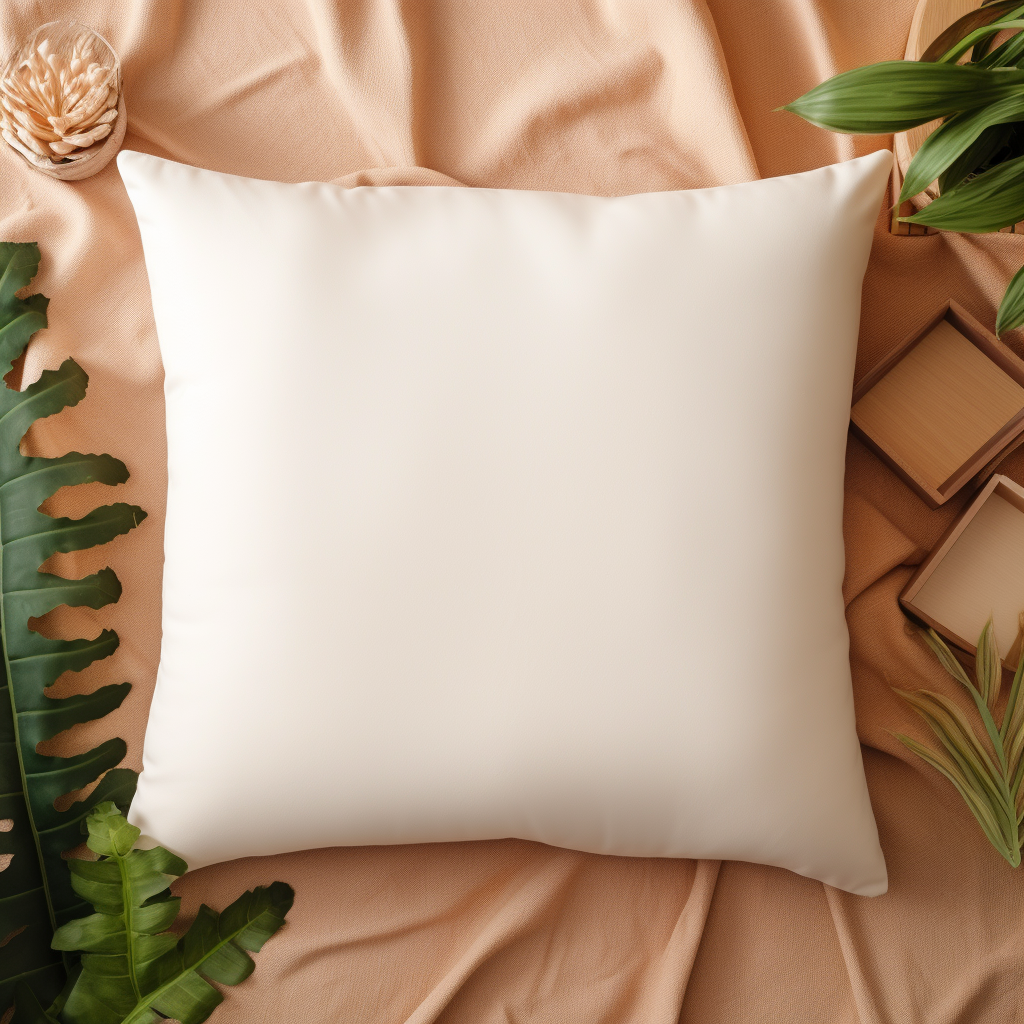 Blank Rounded Pillow Flatlay - Perfect for Home Decor