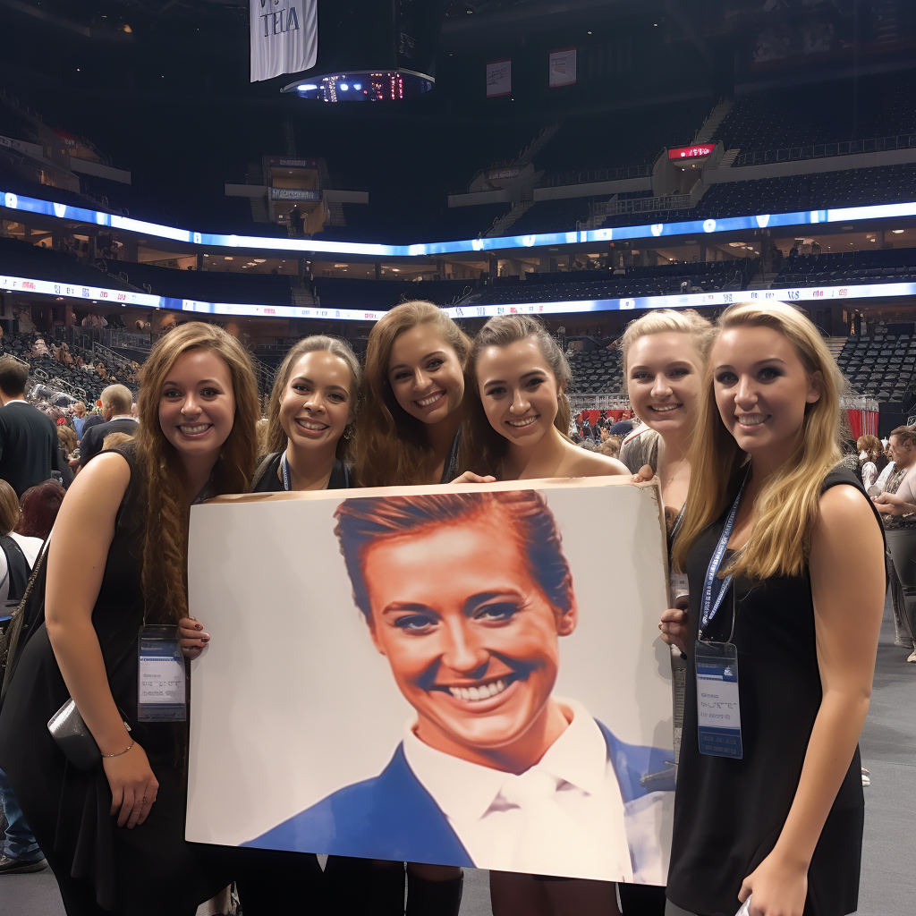 Group of ladies holding blank sign