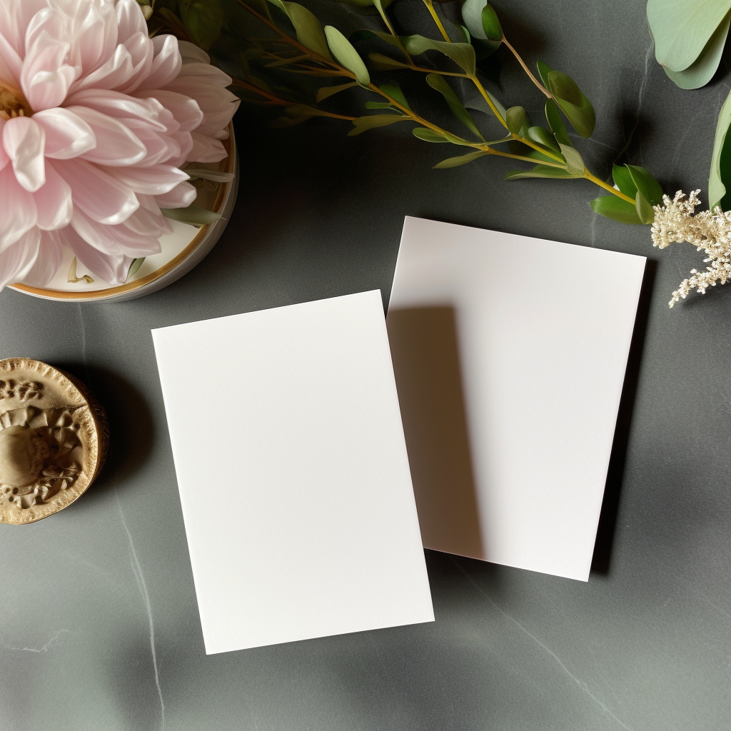 Close-up of Two Blank Wedding Cards