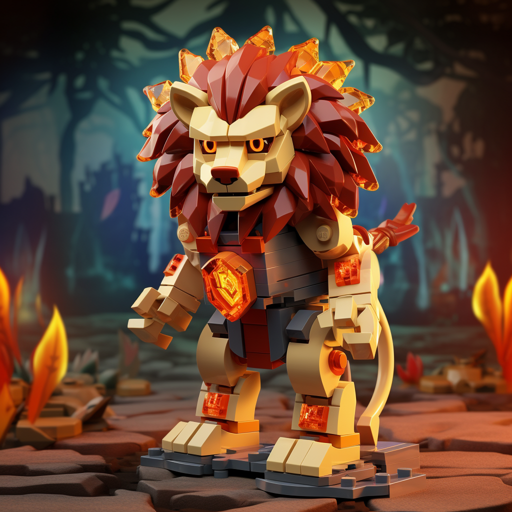 Heroic lion with pixelated mane