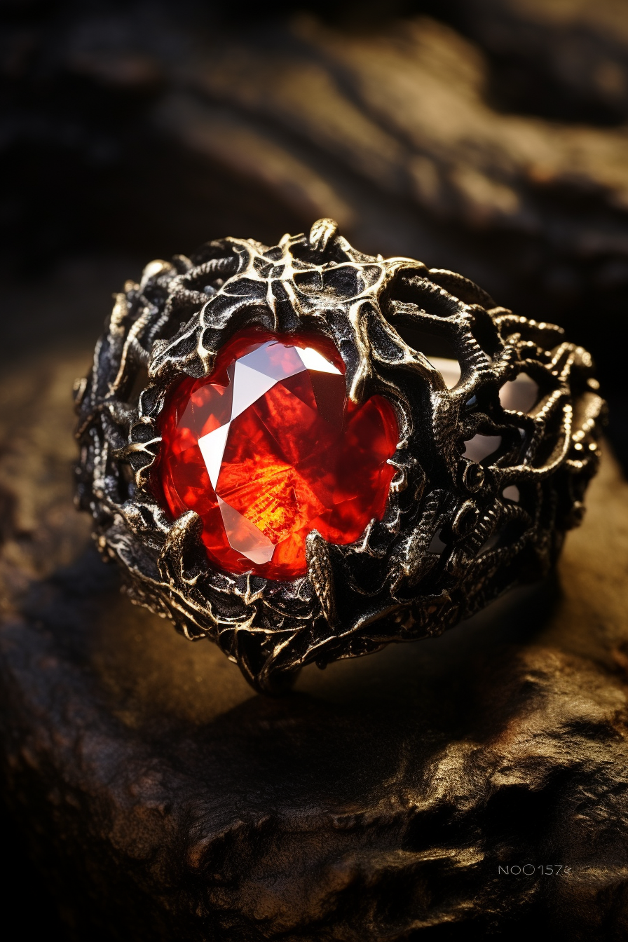 Blazing Elemental Ring on Weathered Hand