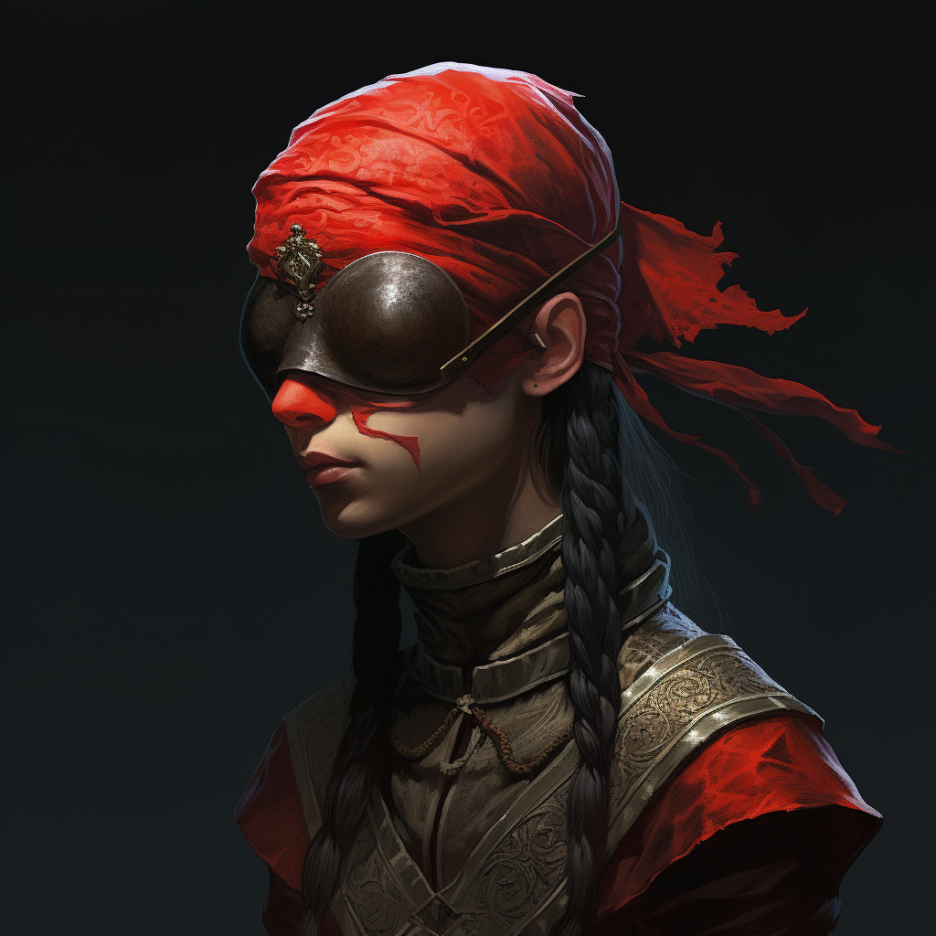 Beautiful blindfolded elf woman with red ear tips