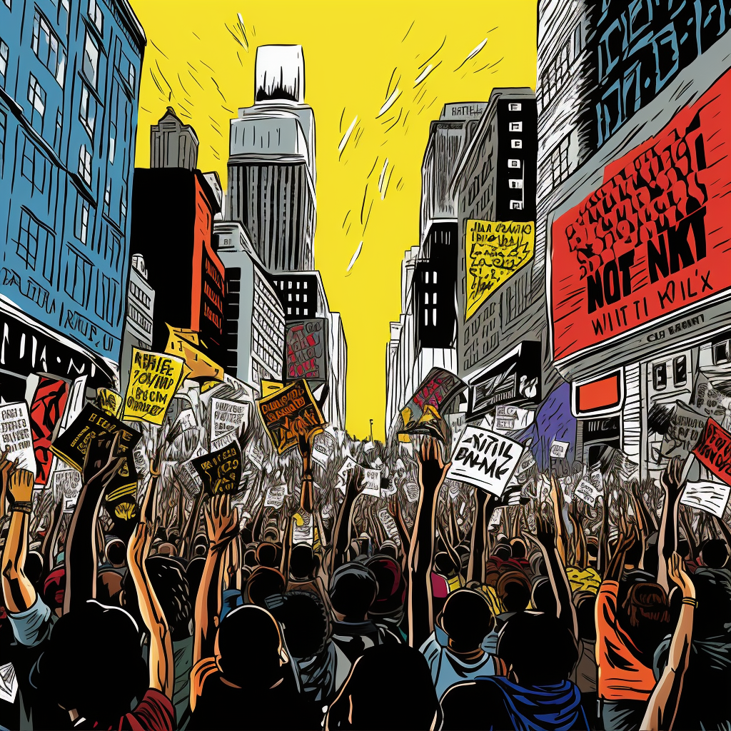 NYC BLM Protests in Lichtenstein Style