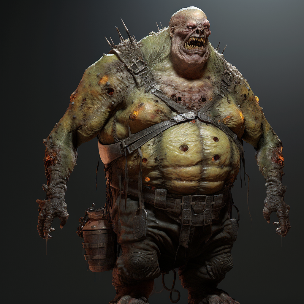 Bloated zombie about to explode