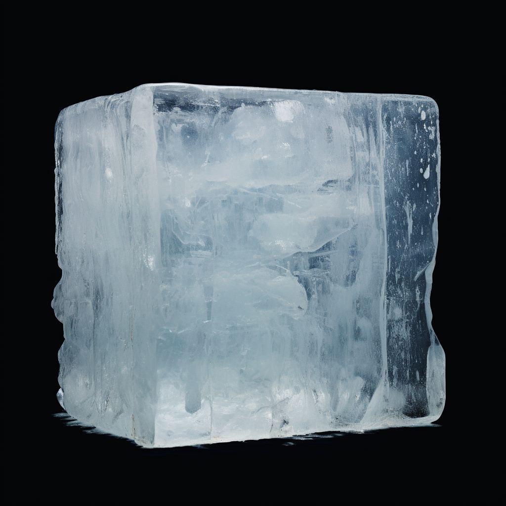 Realistic photograph of a beautiful block of ice