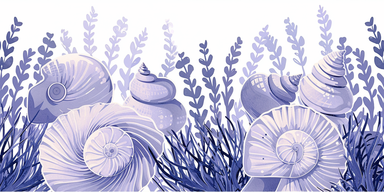 Simple block print shells seaweed