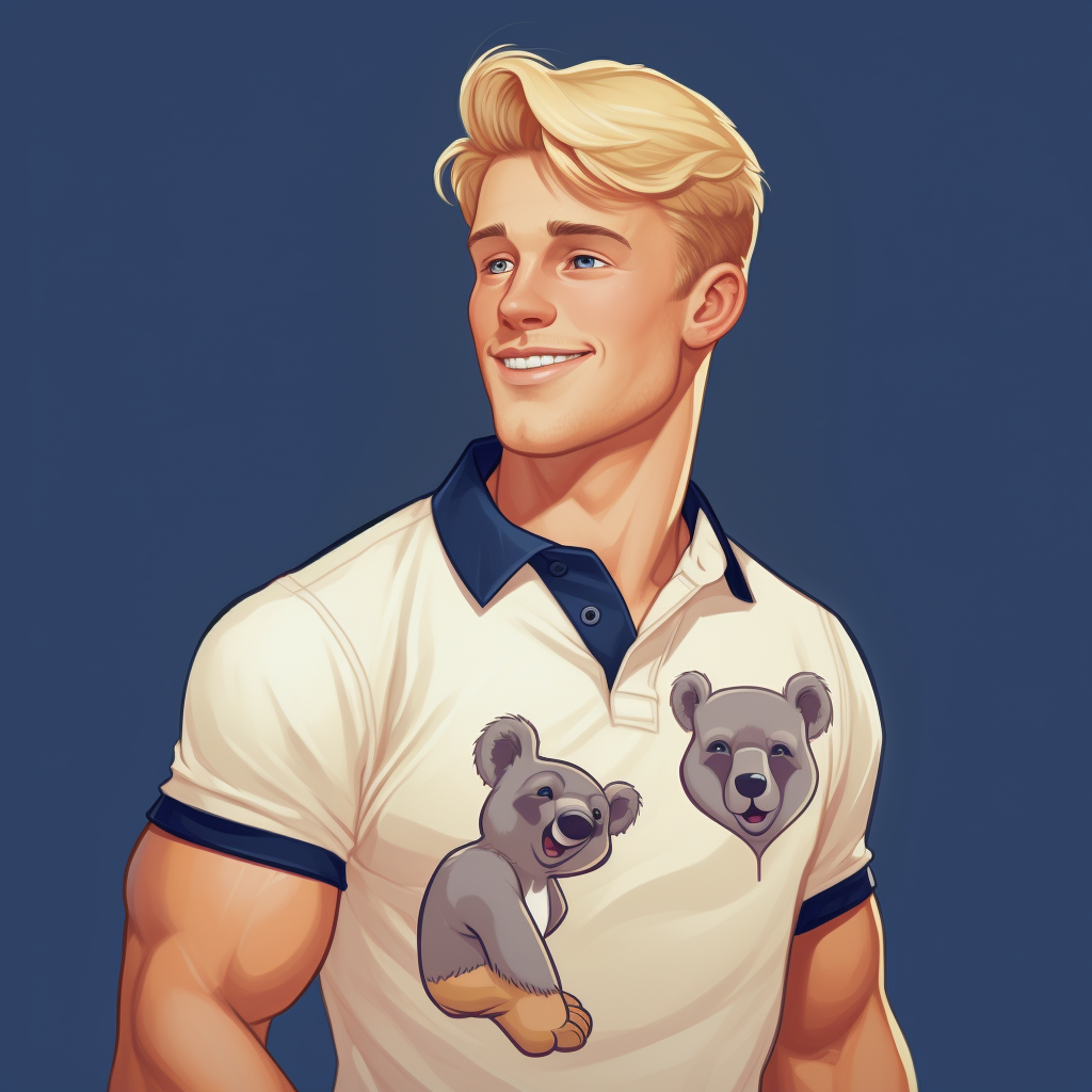 Blond Collegiate Jock with Cute Koala