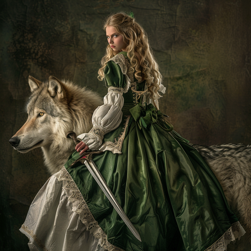 young girl wolf medieval dress