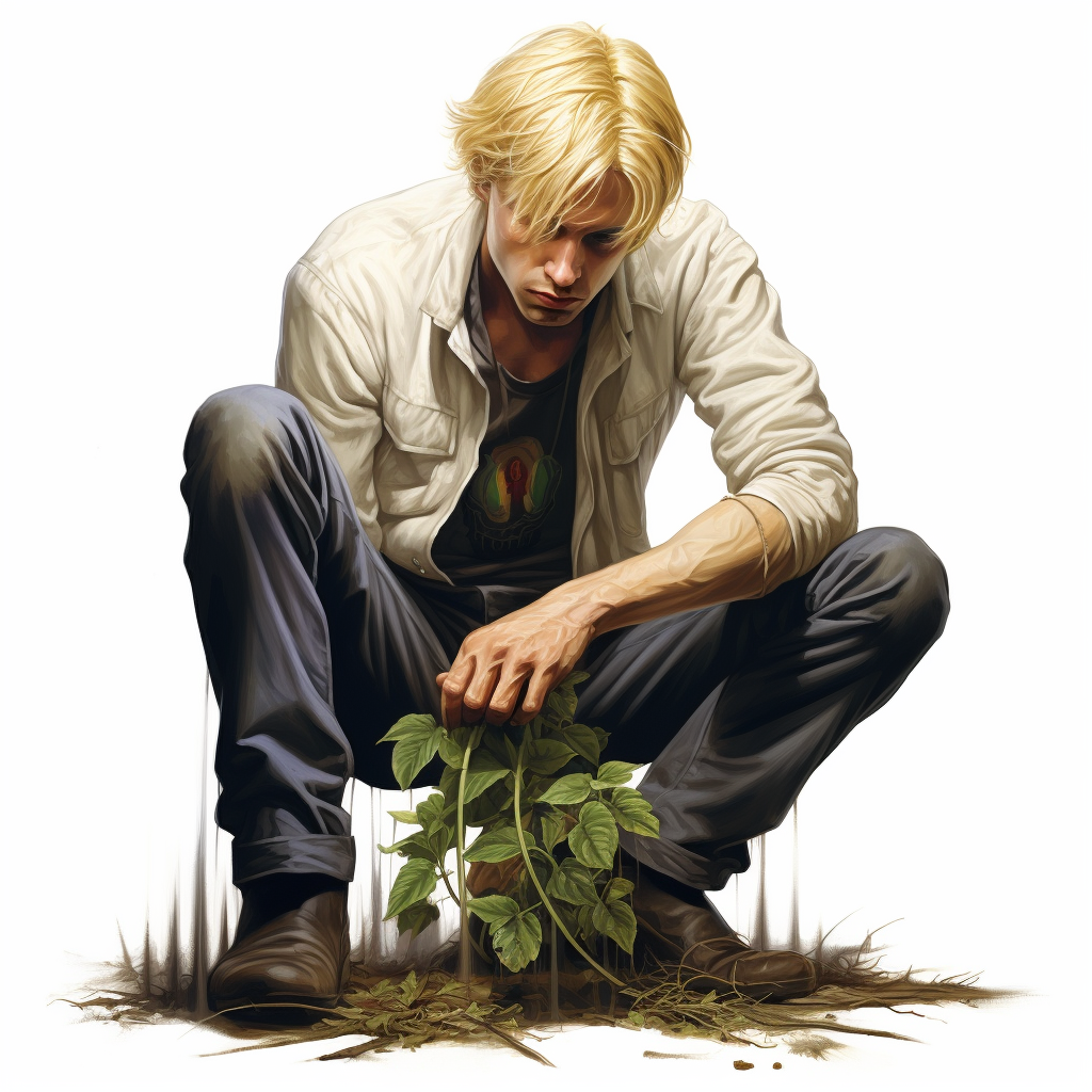 Blond guy growing weed's dangerous effect