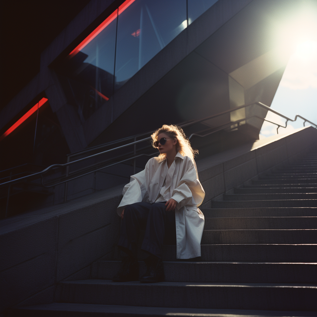 Blond hair woman in high fashion pose