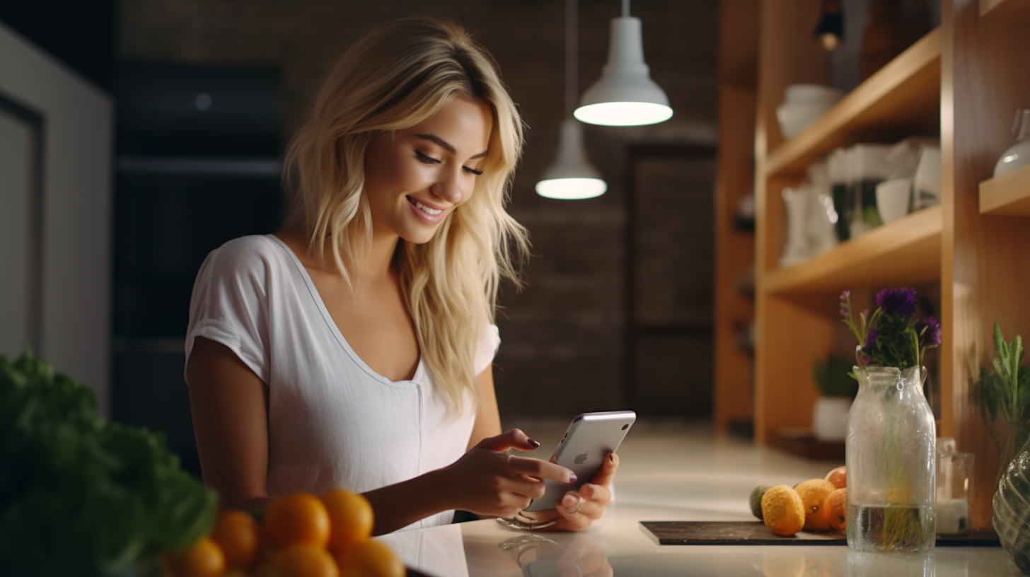 Blonde Latin Girl Unboxing Fresh Delicius Grocery