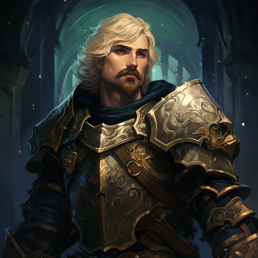 Blond paladin in stunning fantasy armor