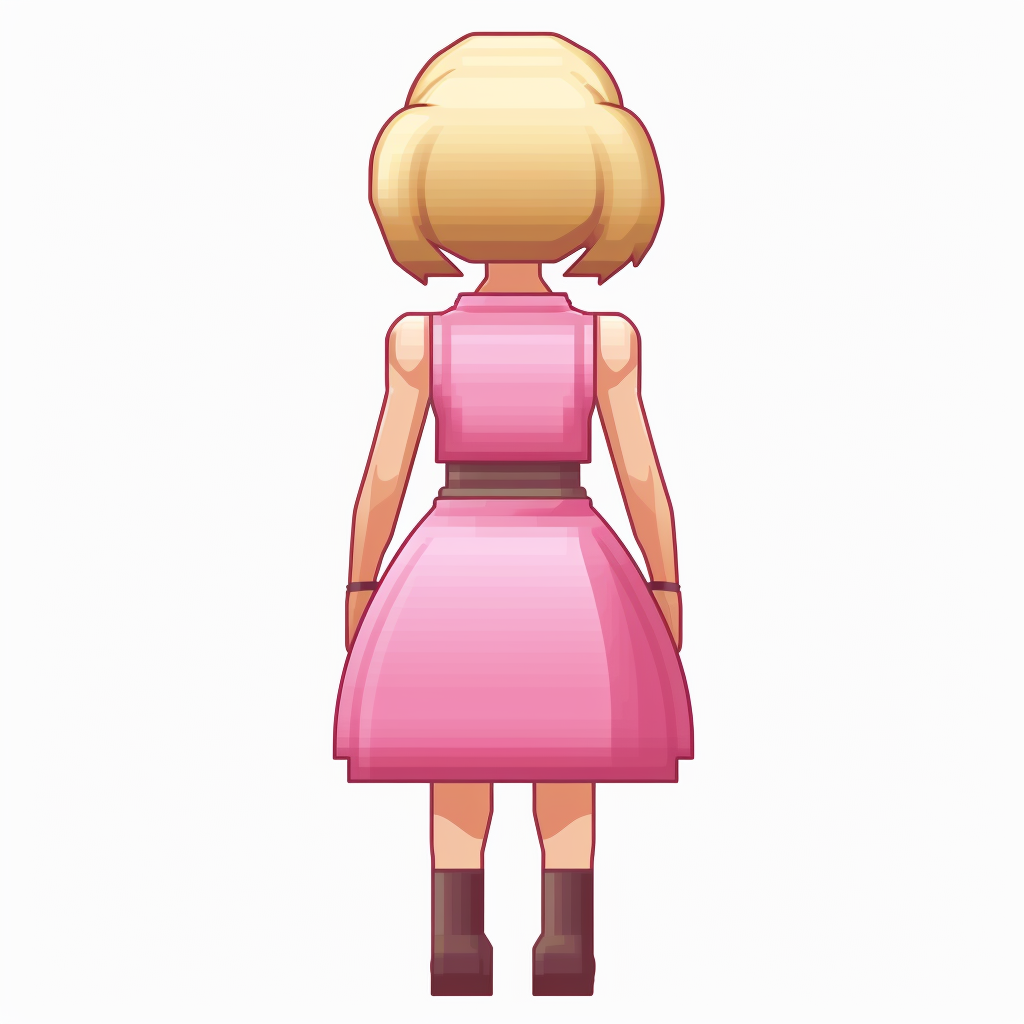 Sprite of blond teacher in pink dress costume