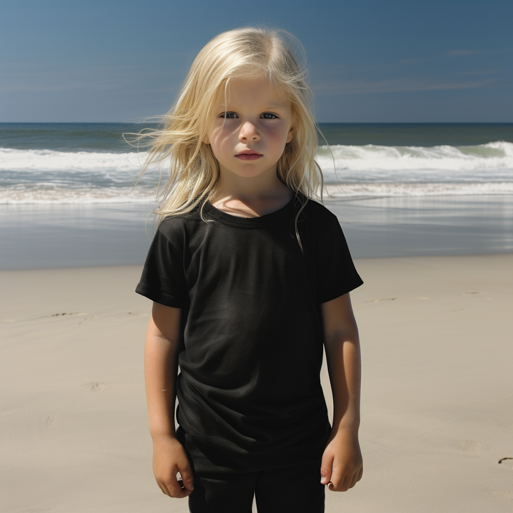 Blond toddler enjoying beach time