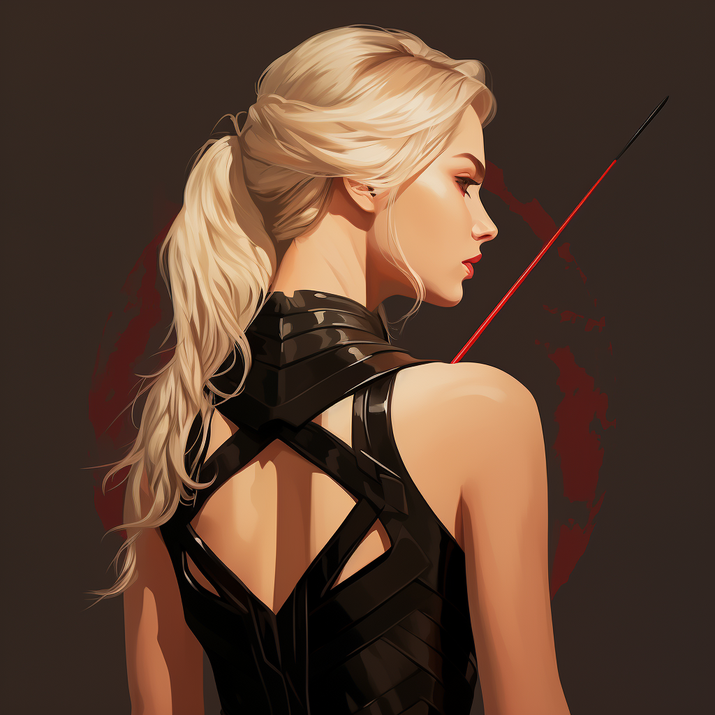 Gorgeous blond woman with quiver of arrows