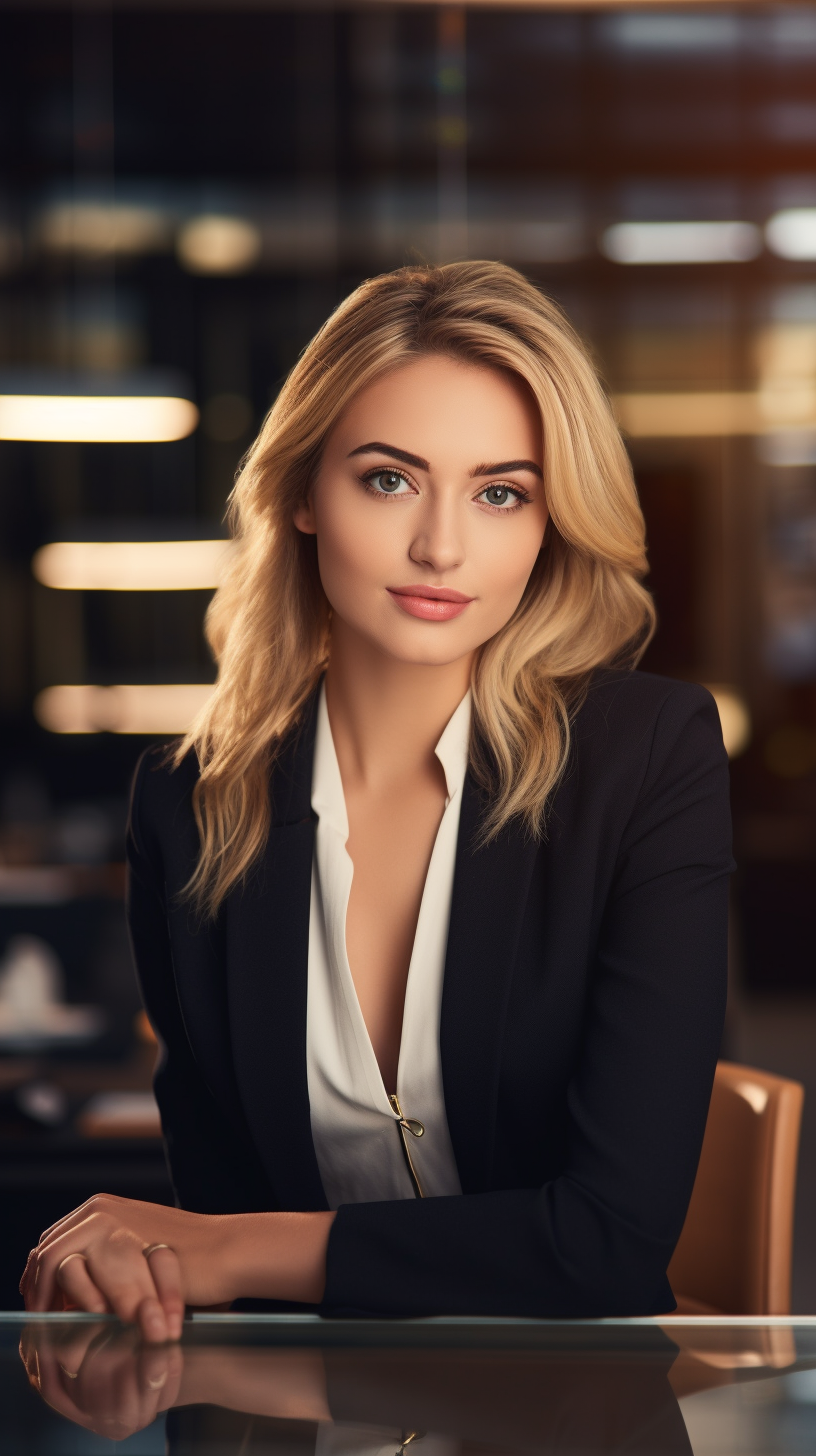 Blond woman lawyer in modern office