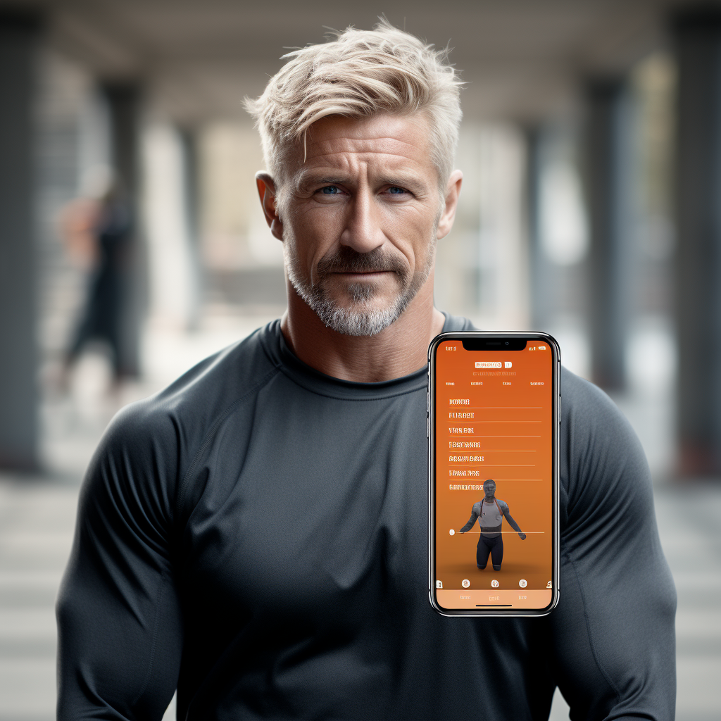 Mature man using sports app