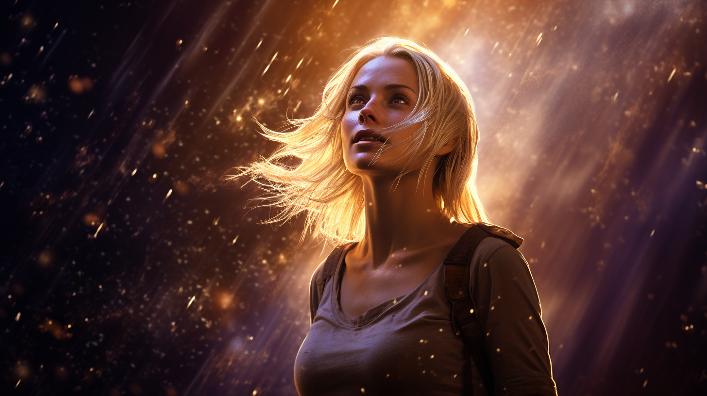 Blonde apocalypse survivor with sparkles in DayZ art style