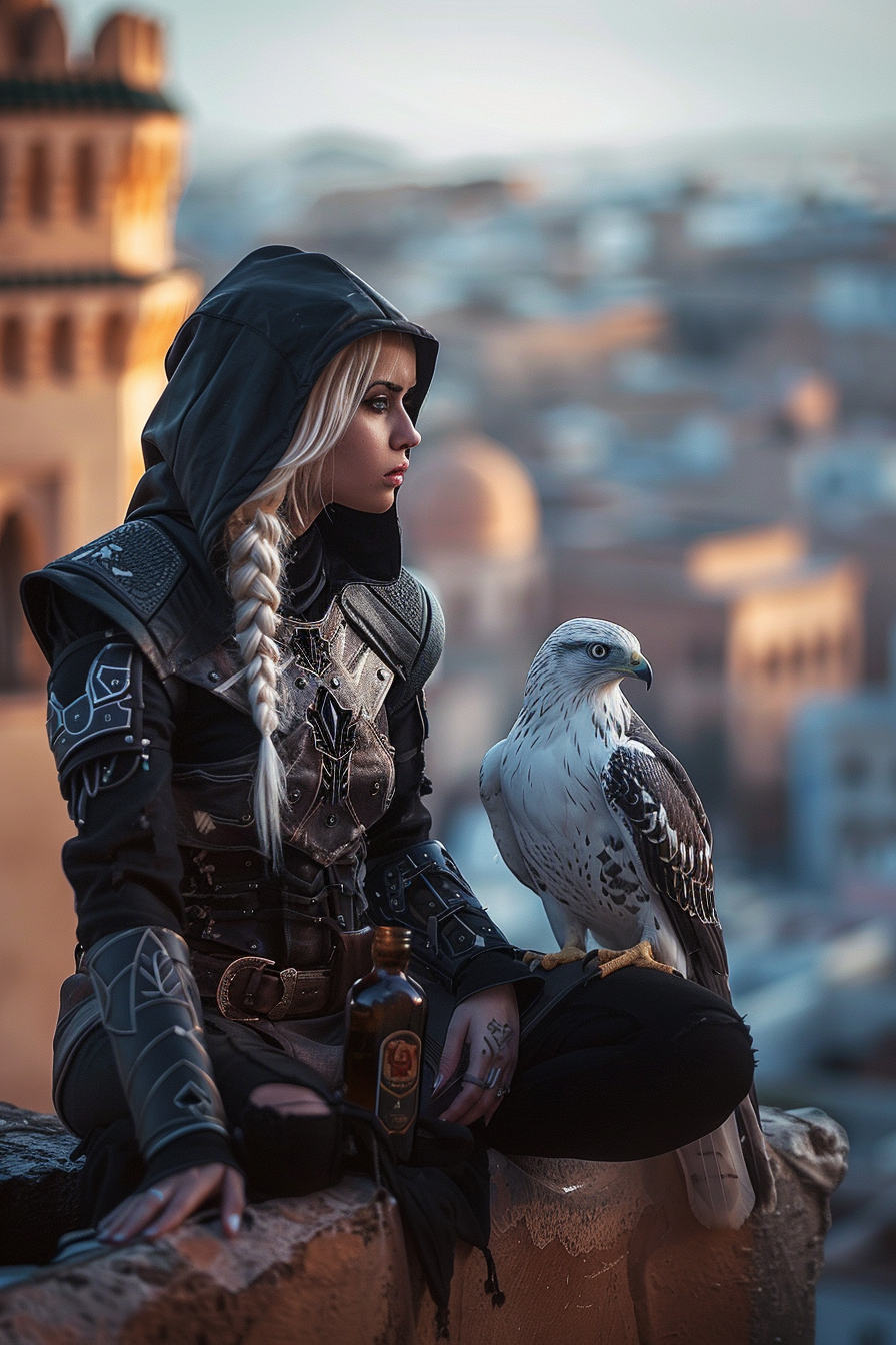 Blonde Assassin with Hawk