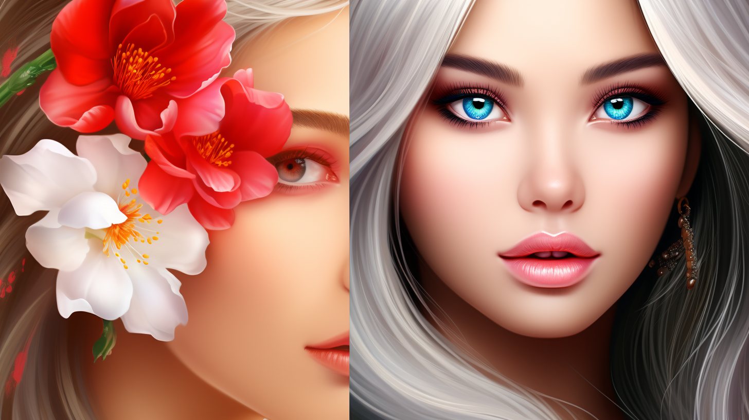 Beautiful blonde woman portrait artwork