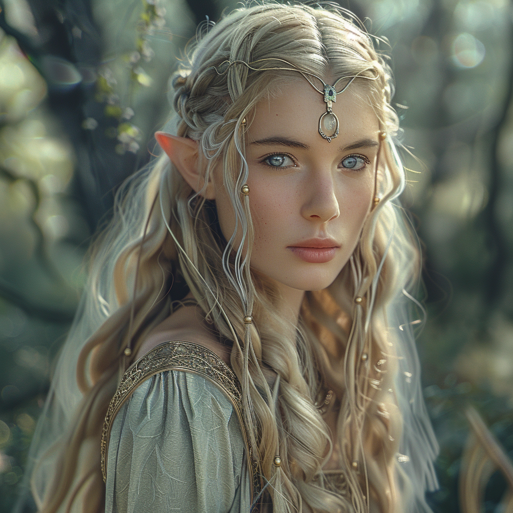 Beautiful Blonde Elf Woman Fantasy Character