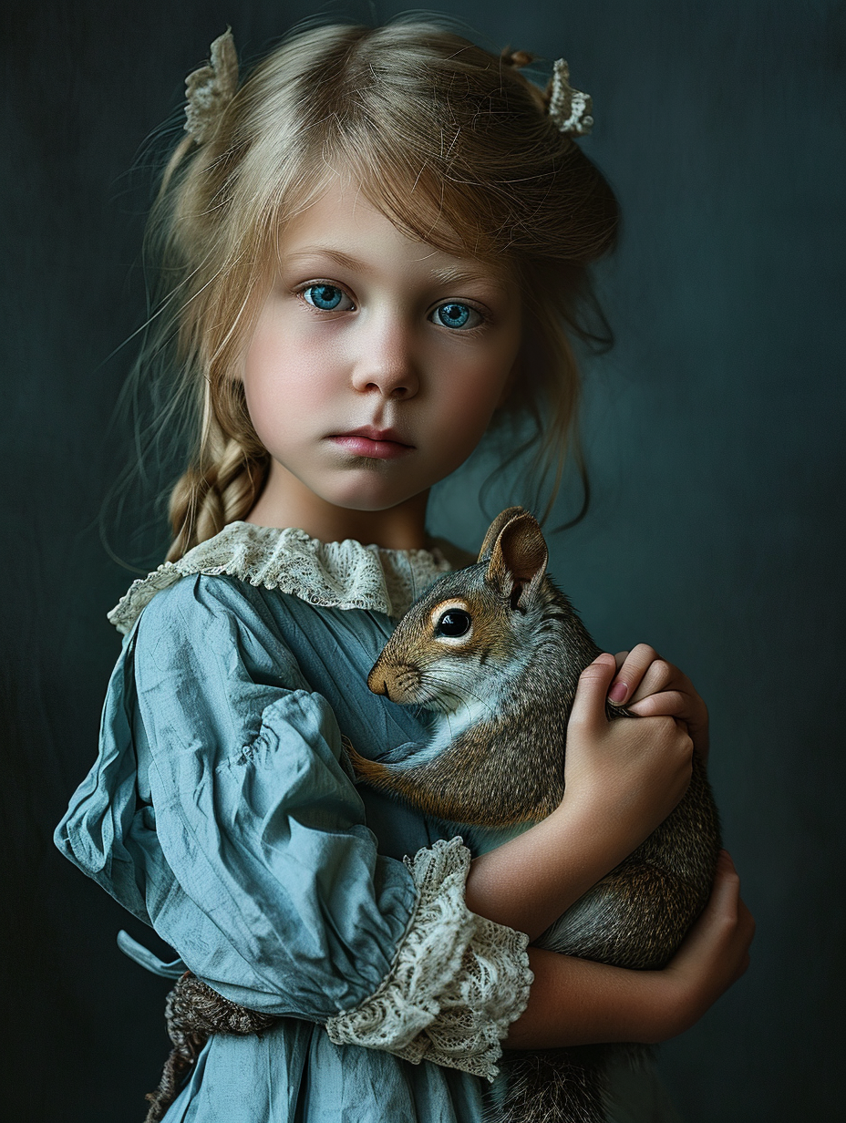 Blonde girl holding an adorable animal