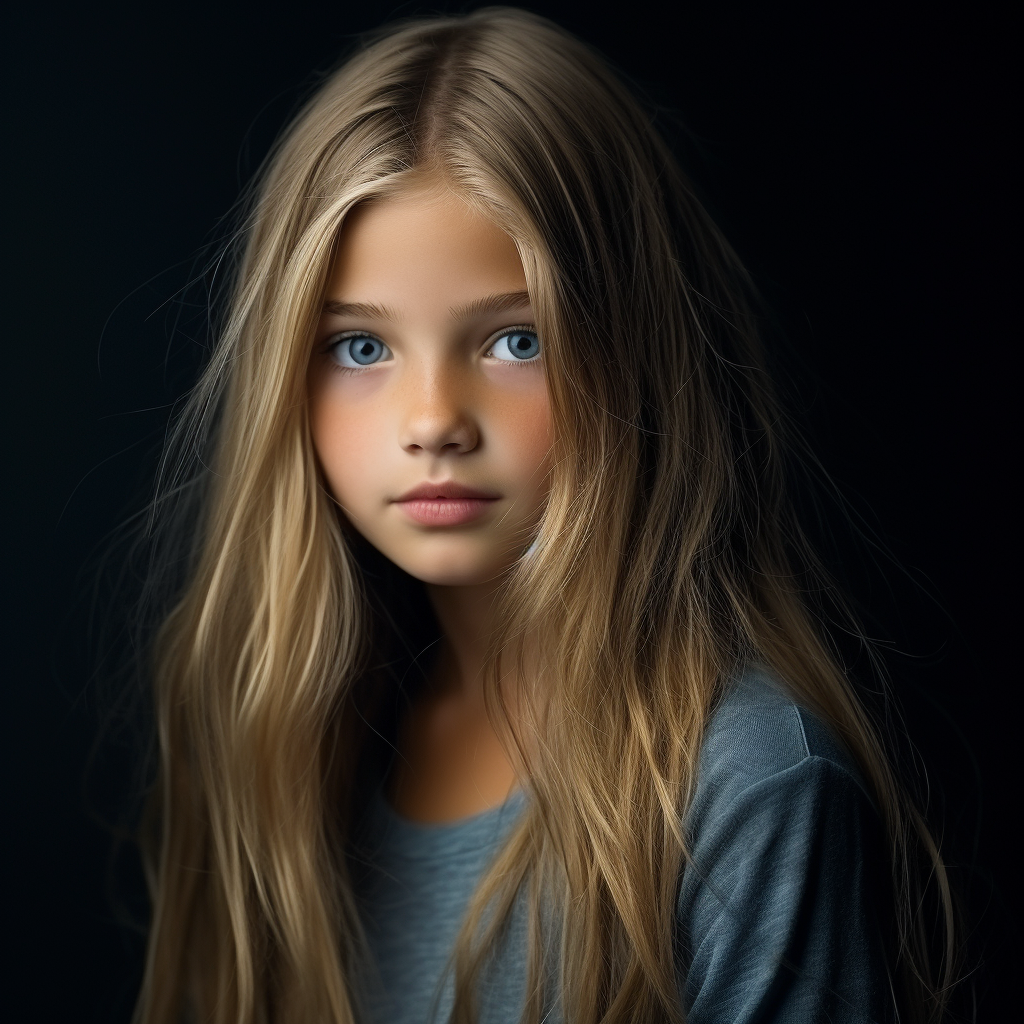 Young girl with blonde hair and blue eyes