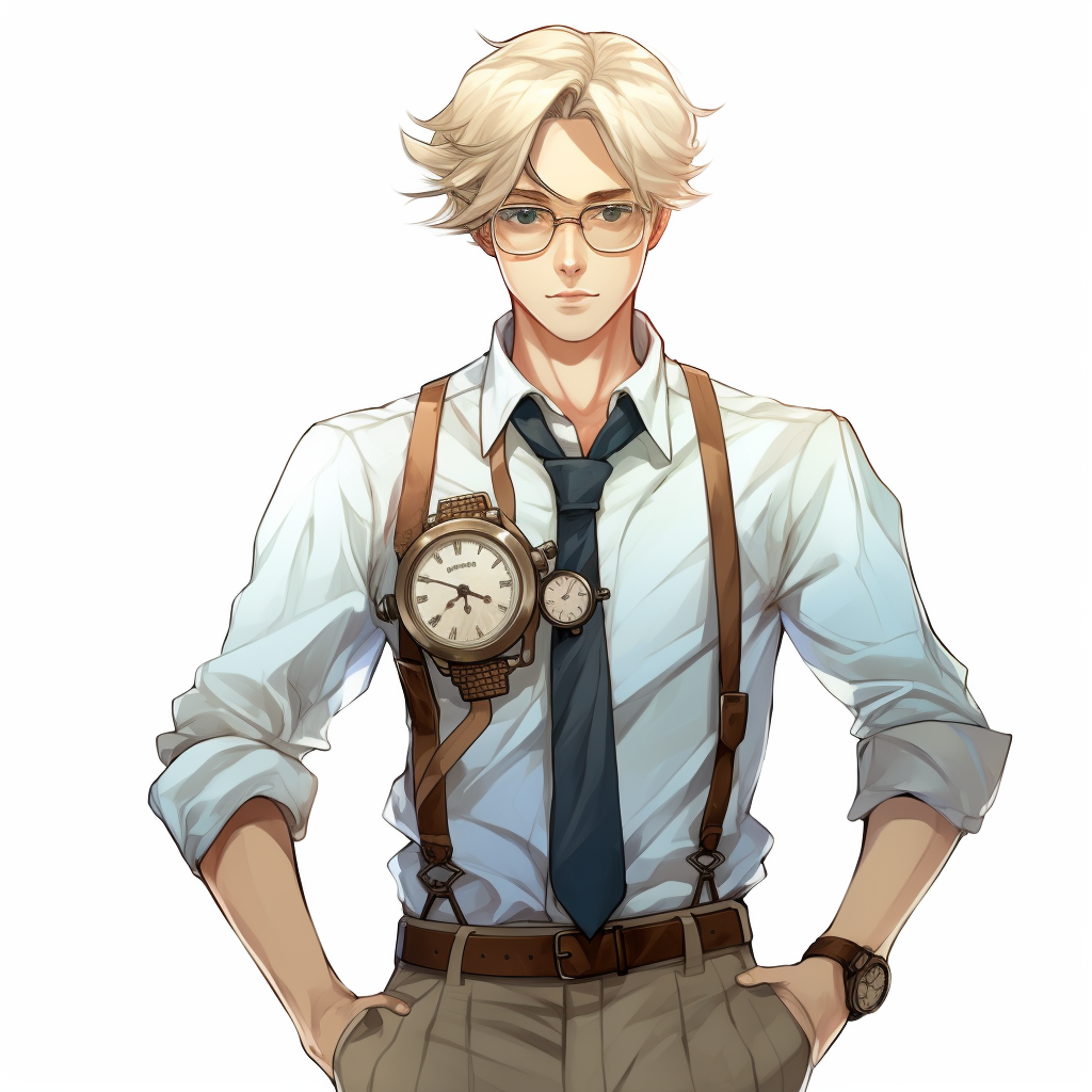 Blonde hair man anime style model